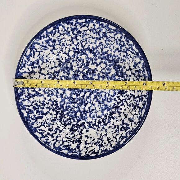 Vtg Crate & Barrel Blue White Splatter Serving Bowl Set Made in Italy 13" & 8" - Picture 9 of 13